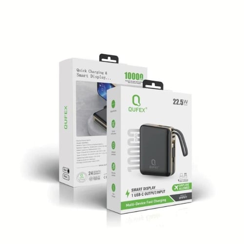 شاحن متنقل PD بسعة 10,000mAh مع كيبل تايب سي + كيب...