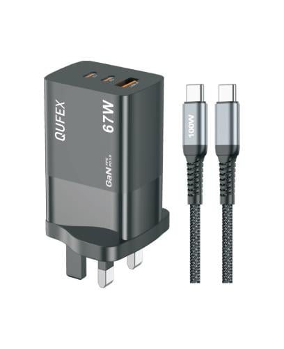 شاحن جداري بقوة 67W + مع كيبل شحن من نوع تايب C