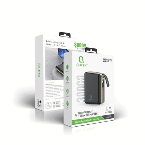 شاحن متنقل PD بسعة 30,000mAh مع كيبل تايب سي + كيب...