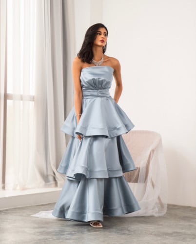 فستان طبقات بحزام درابيه