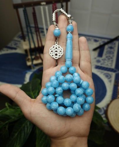 سبحة بكلايت سماوي مموج طربزونة