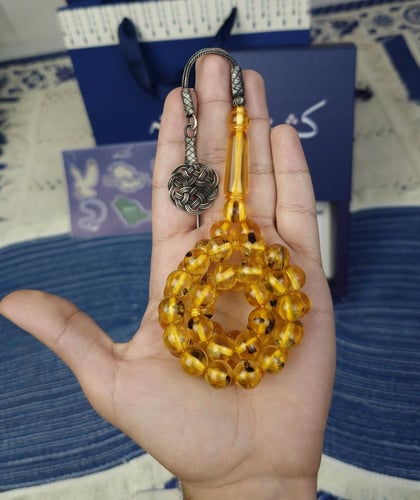 سبحة بكلايت ذهبي محشر طربزونة فضة