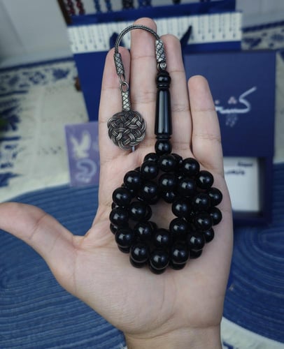 سبحة بكلايت اسود ملكي طربزونة فضة