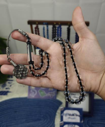 سبحة بكلايت ابيض شفاف حرباء طربزونة فضة