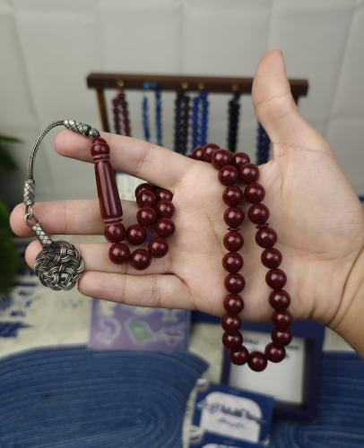 سبحة بكلايت عنابي ملكي طربزونة فضة