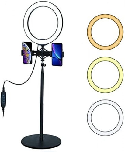حلقة اضاءة هاتف - اسود - Multi position
