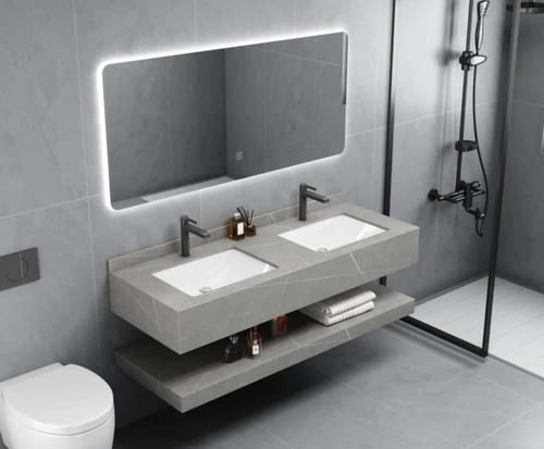 مغسلة ديكور حوضين 120سم رخام