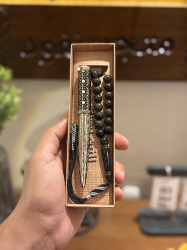 طقم سبحة الفخامة وسانتوس دومو أسود