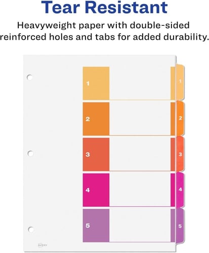 فواصل ورقية مع جدول محتويات قابل للطباعة -5 فاصل