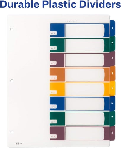 فواصل ورقية مع جدول محتويات قابل للطباعة - 8 فاصل