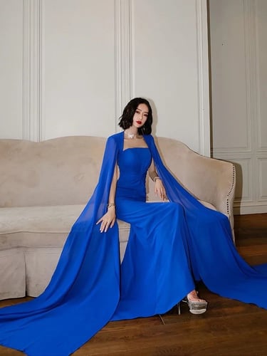 W57فستان شيفون مع اكمام طويله