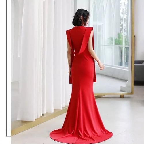 W5 فستان طويل أحمر