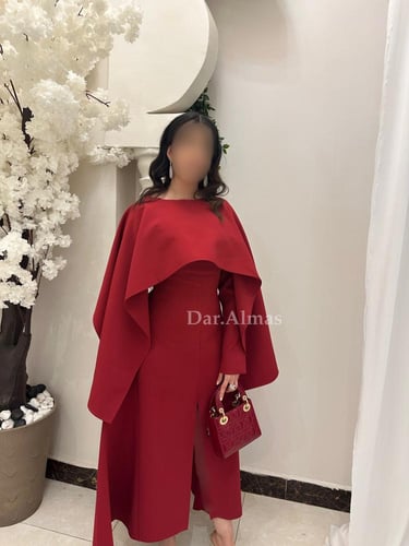 W130 فستان كم طويل مع شال