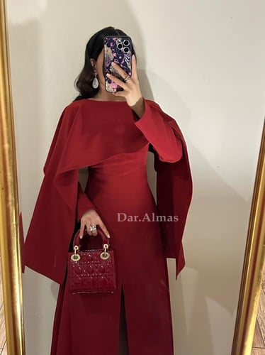 W130 فستان كم طويل مع شال