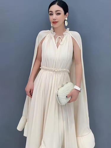 W62فستان ب اكمام طويله واسعه