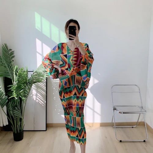 W29فستان ب اكمام واسعه فري سايز