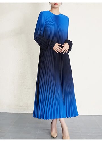 W122فستان طويل كسرات فري سايز