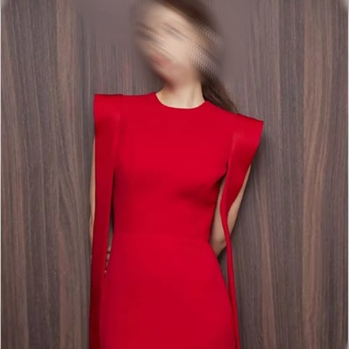 W5 فستان طويل أحمر