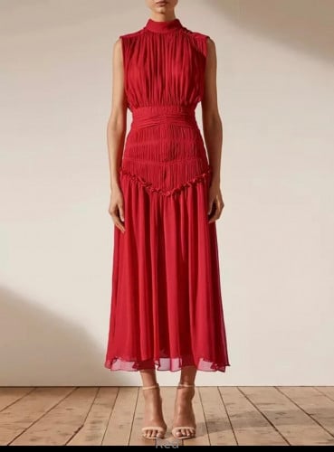 W3 فستان شيفون مبطن ميد