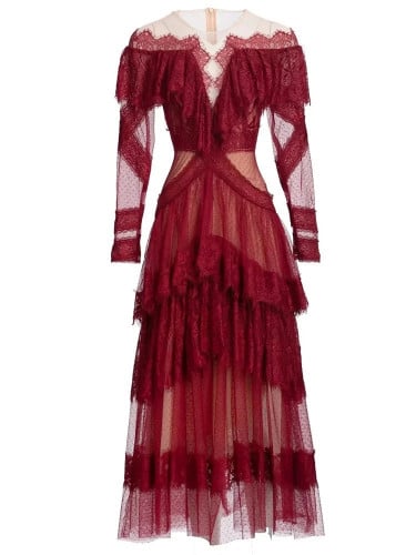 W22فستان طبقات دانتيل