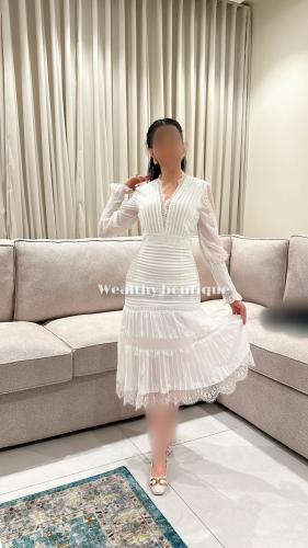 W6 فستان شيفون مع دانتيل ميد