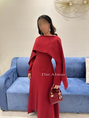 W130 فستان كم طويل مع شال