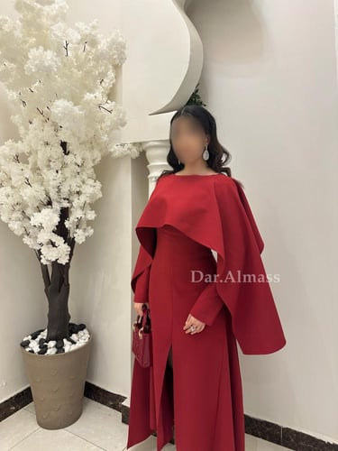 W130 فستان كم طويل مع شال