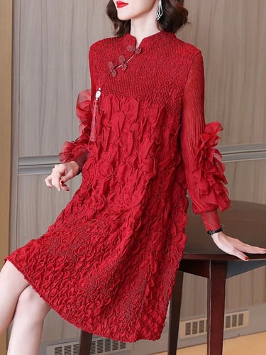 W25 فستان ب اكمام طويله بتصميم أنيق