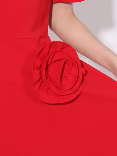 W113فستان أنيق مزين بالورد