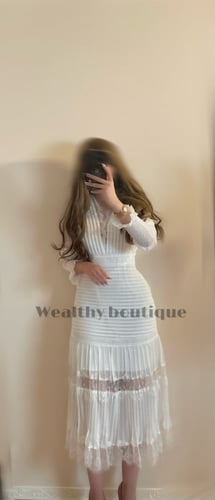 W6 فستان شيفون مع دانتيل ميد