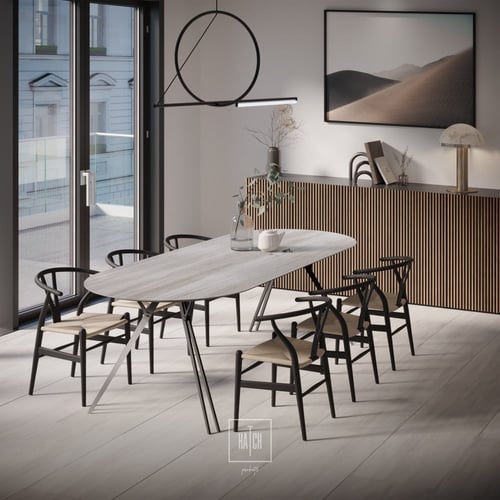 طاولة طعام ثلث (O8) نوع السطح Geo Crema