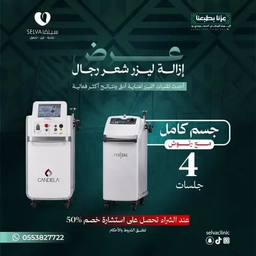 4 جلسات إزالة ليزر شعر كامل الجسم + مع رتوش (رجال)...