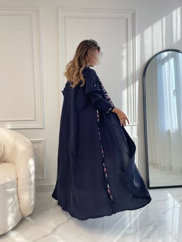 القماش شمواه حرير صيفي لون كحلي (شحن فوري )