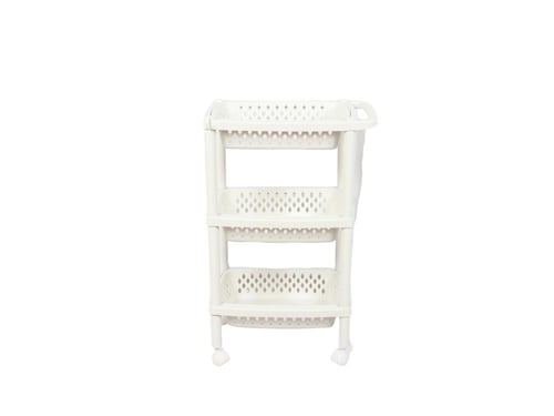 رف مطبخ بلاستيكي 3 دور لون أبيض