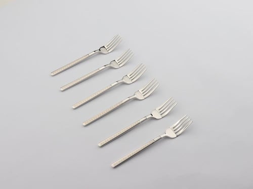 طقم ملاعق شوك فضية المزخرفة - 6 قطع