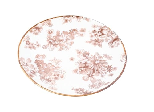 صحن سيراميك دائري ابيض في بني