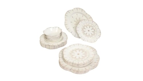 طقم سفرة بورسلان مزخرف بنقشة – 24 قطعة - مناسب 6 أ...