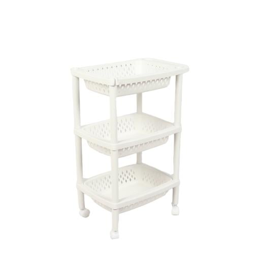 رف مطبخ بلاستيكي 3 دور لون أبيض