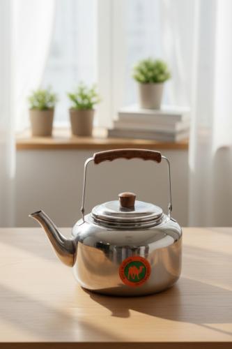 إبريق شاي ستانلس ستيل بمقبض خشبي – سعة ‎1.5‎ لتر