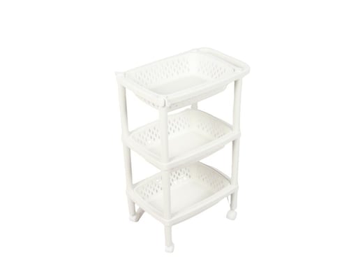 رف مطبخ بلاستيكي 3 دور لون أبيض