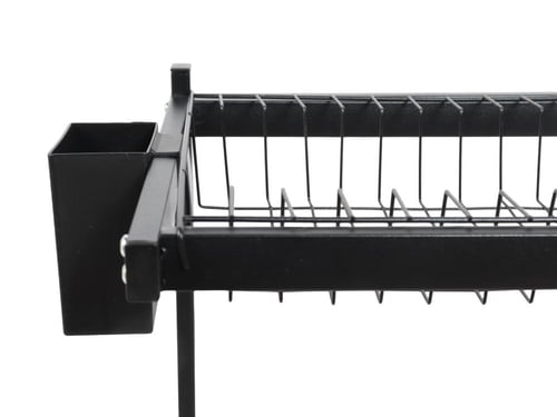 رف تجفيف أطباق منظم فوق الحوض بلون أسود