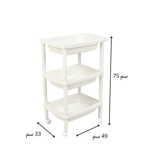 رف مطبخ بلاستيكي 3 دور لون أبيض