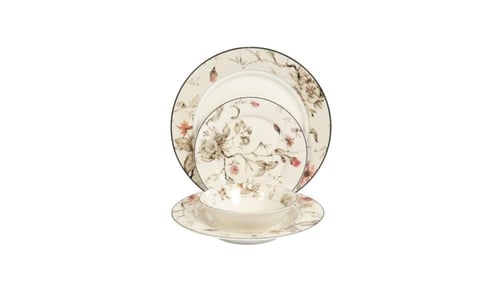 طقم سفرة بورسلان مزخرف بنقشة – 24 قطعة - مناسب 6 أ...