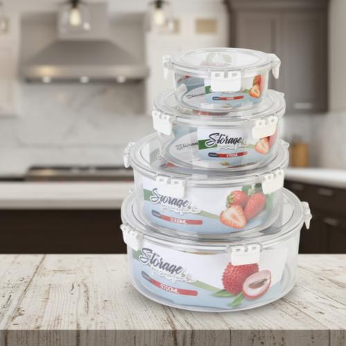 طقم علب حفظ طعام أكريليك محكمة الإغلاق – 4 قطع