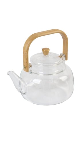 إبريق شاي زجاجي حراري بفلتر ويد خشبية – تصميم عصري...