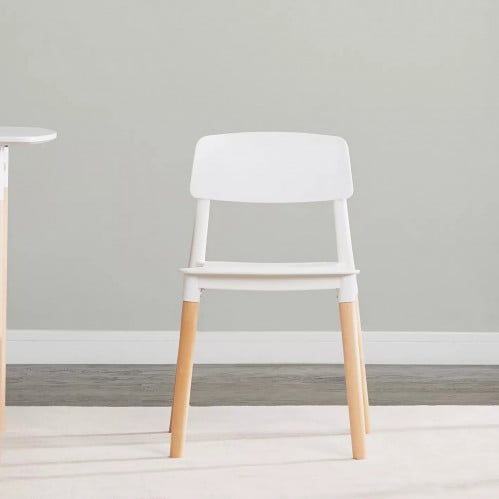 كرسي طعام بلاستيكي عصري أرجل من خشب الزان