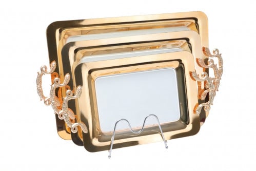 طقم طوفريات هوم فيو أبيض مذهب 3 حبة