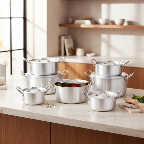 طقم قدور ألمنيوم 7 حبات بمقاسات متعددة