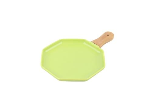 صحن تقديم-سيراميك بمقبض خشبي