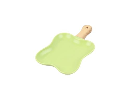 صحن تقديم-سيراميك بمقبض خشبي